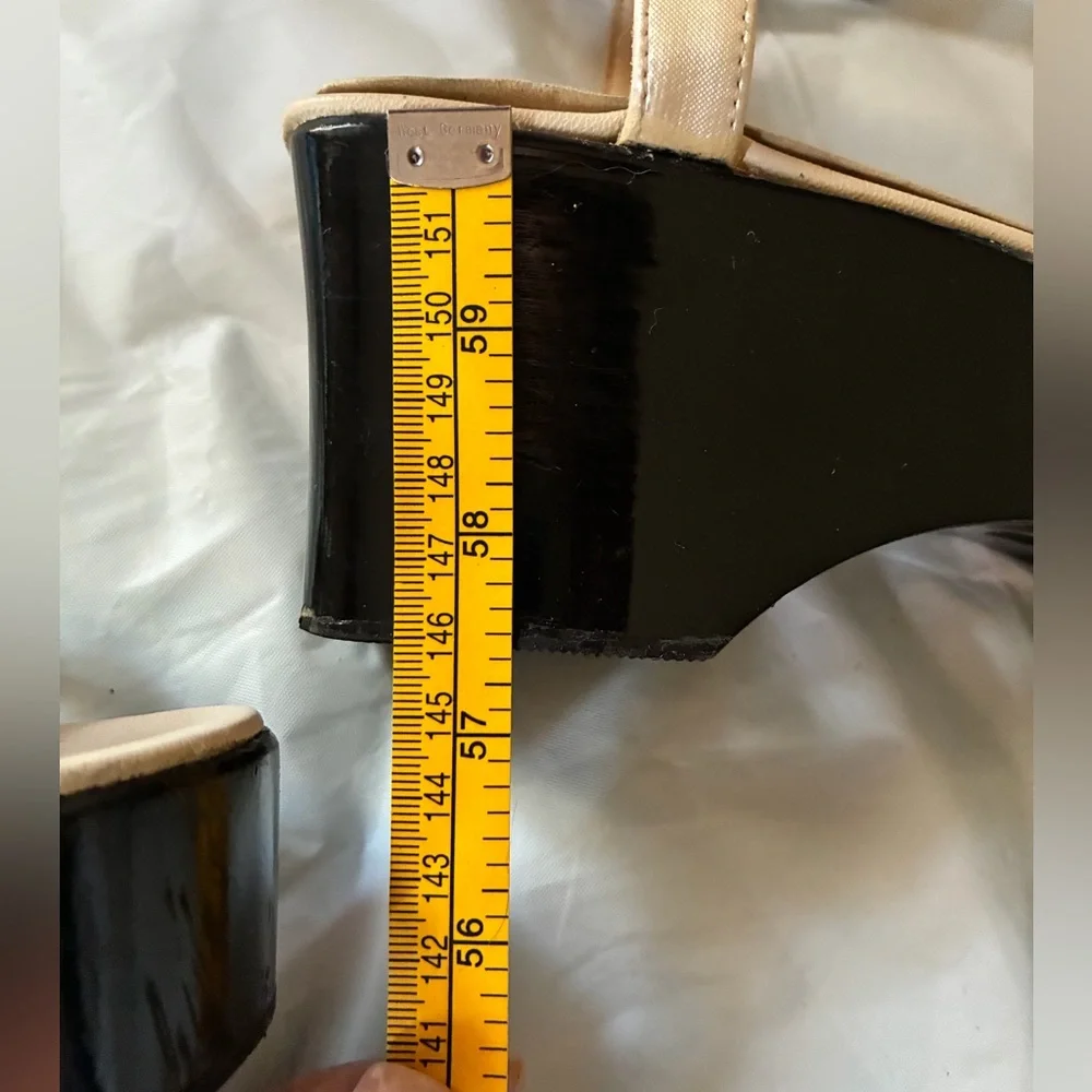 Vintage Gianni Versace Black & Cream Chunky Platform Wedge Sandals 90s Y2K